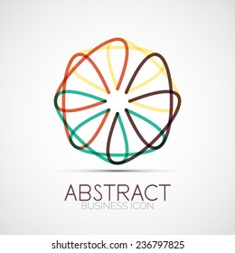 Line design logo, geometric abstract business identity icon, connected lines, symmetric loop logotype