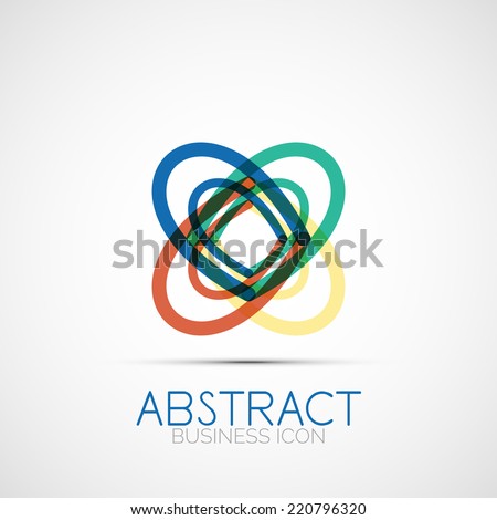 Line design logo, geometric abstract business identity icon, connected lines, symmetric loop logotype