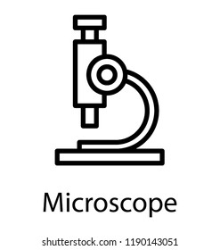 Line design of microscope icon, lab research 