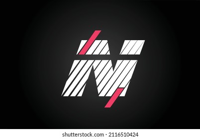 line design N alphabet letter logo icon design. Creative template for business and company with pink and white color