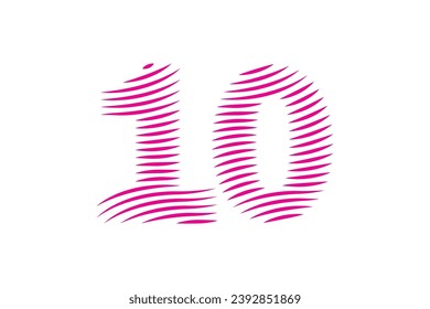 Línea de diseño número "10" aislada en fondo blanco.