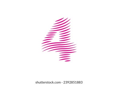 Line design number "4" isolated on white background.