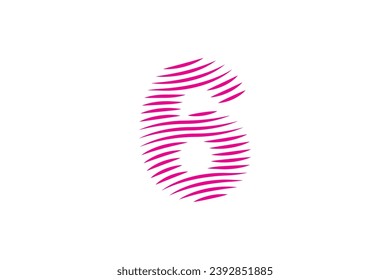 Línea de diseño número "6" aislada en fondo blanco.