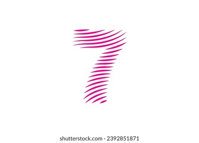 Línea de diseño número "7" aislada en fondo blanco.