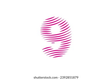 Line design number "9" isolated on white background.