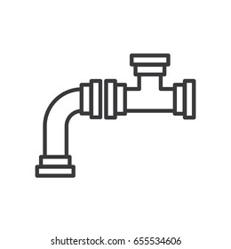 Line Design Part Of Water Pipe . Water Pipe Element Icon. Vector Illustration.