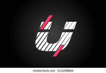 line design U alphabet letter logo icon design. Creative template for business and company with pink and white color