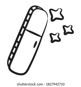 Line design of wand icon, a light weight rod or stick  