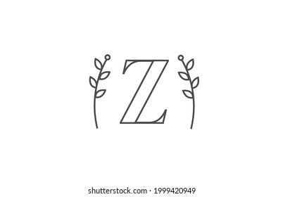 line design of Z alphabet letter logo icon. Company business typography with flower pattern
