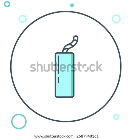 Line Detonate dynamite bomb stick and timer clock icon isolated on white background. Time bomb - explosion danger concept. Colorful outline concept. Vector
