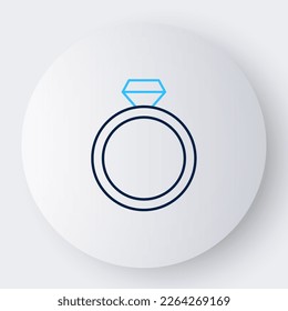 Line Diamond engagement ring icon isolated on white background. Colorful outline concept. Vector