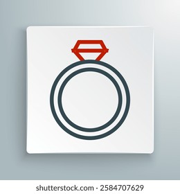 Line Diamond engagement ring icon isolated on white background. Colorful outline concept. Vector