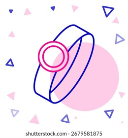 Icono del anillo de compromiso del diamante aislado en el fondo blanco. Concepto de contorno colorido. Vector