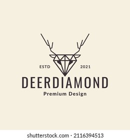 line diamond head deer logo design, vector graphic symbol icon sign illustration