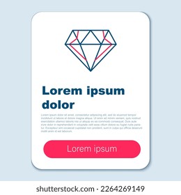 Line Diamond Symbol einzeln auf grauem Hintergrund. Schmucksymbol. Gem Stein. Farbiges Rahmenkonzept. Vektorgrafik