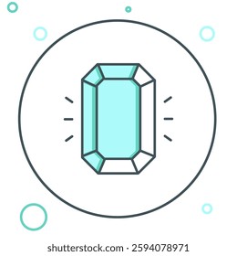 Line Diamond icon isolated on white background. Jewelry symbol. Gem stone. Colorful outline concept. Vector
