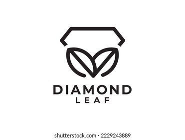 line diamond leaf logo design vector icon