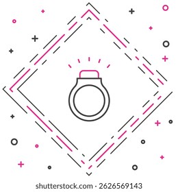 Icono del anillo del diamante aislado en el fondo blanco. Concepto de contorno colorido. Vector