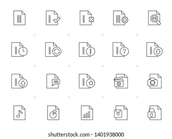 Line different kind of document and file icons - vector icon set