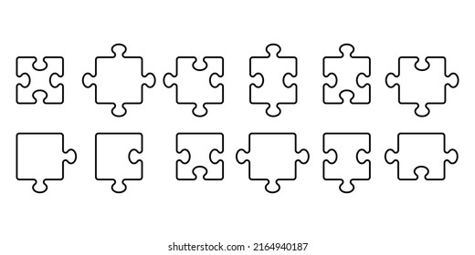 Juego de iconos de rompecabezas de línea diferente 