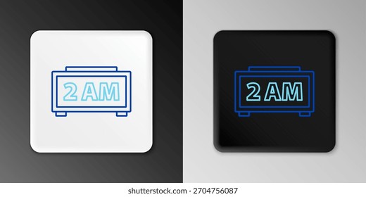 Icono de reloj de alarma digital aislado sobre fondo gris. Reloj despertador de reloj Electrónica. Icono de tiempo. Concepto de contorno colorido. Vector