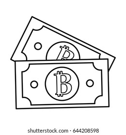 line digital bitcoin bills and electronic financial