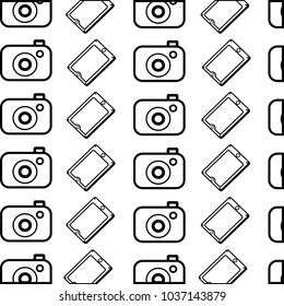 line digital camera and smartphone technology objects
