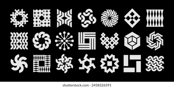 Line digital technology abstract logo vector set