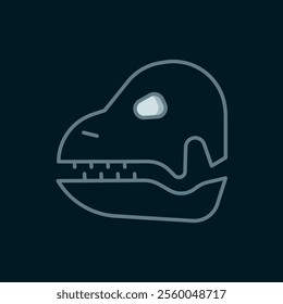 Line Dinosaur skull icon isolated on black background. Flat filled outline style with shadow. Vector