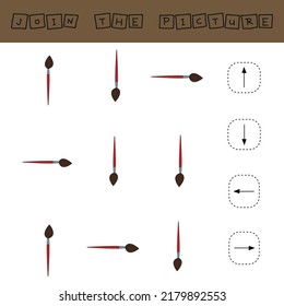 Line up the directions of the brushes. Educational children's game, worksheet for activities with children, vector illustration