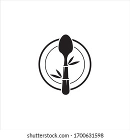 line of dishes and bamboo spoons Vector illustration for organic nuanced restaurants and cafes