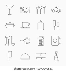 line dishes icons on a white background