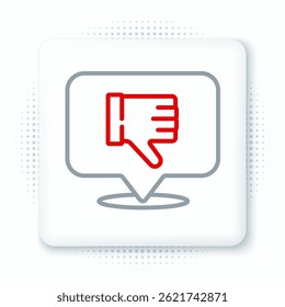 Line Dislike in speech bubble icon isolated on white background. Colorful outline concept. Vector