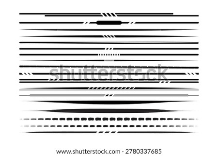 Line divider collection with minimal geometric and hand drawn vector brush strokes