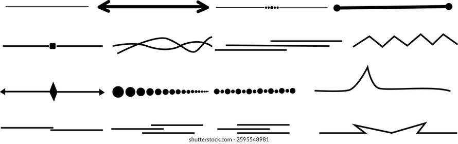 Line Divider Outline Silhouette Icon Bundle Design On White Background