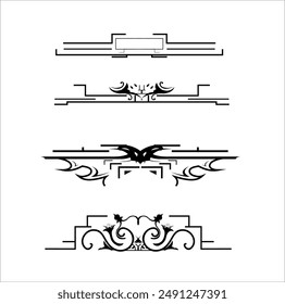 Line dividers. Decorative swirl text separators, vintage divider. Victorian flourishes line calligraphic swirly filigree decoration editable stroke vector set