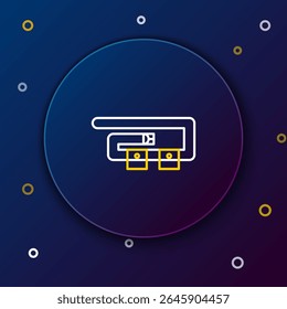Line Diving belt icon isolated on blue background. Scuba gear. Diving underwater equipment. Colorful outline concept. Vector