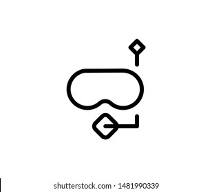 Line diving mask icon isolated on white background. Outline aquapark symbol for website design, mobile application, ui. diving pictogram. Vector illustration,  Eps10