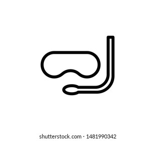 Line diving mask icon isolated on white background. Outline aquapark symbol for website design, mobile application, ui. diving pictogram. Vector illustration,   Eps10