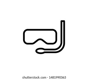 Line diving mask icon isolated on white background. Outline aquapark symbol for website design, mobile application, ui. diving pictogram. Vector illustration,   Eps10