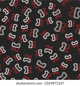 Line Diving mask icon isolated seamless pattern on black background. Extreme sport. Diving underwater equipment.  Vector