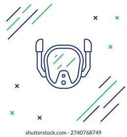Line Diving mask icon isolated on white background. Extreme sport. Diving underwater equipment. Colorful outline concept. Vector