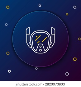 Line Diving mask icon isolated on blue background. Extreme sport. Diving underwater equipment. Colorful outline concept. Vector