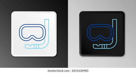 Line Diving mask and snorkel icon isolated on grey background. Extreme sport. Diving underwater equipment. Colorful outline concept. Vector