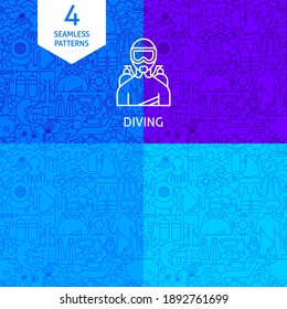 Line Diving Patterns. Vector Illustration of Outline Background.