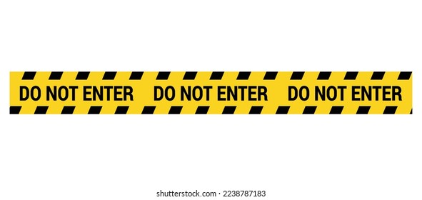  Line do not enter. Barrier tape. Crime scene border. Safety type.  Accident restriction line. Isolated on white background. Vector  illustration