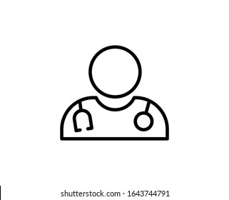 Line Doctor icon isolated on white background. Outline symbol for website design, mobile application, ui. Doctor pictogram. Vector illustration, ediDoctor stroke. Eps10