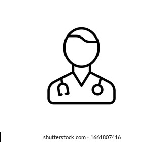 Line Doctor icon isolated on white background. Outline symbol for website design, mobile application, ui. Doctor pictogram. Vector illustration, ediDoctor stroke. Eps10