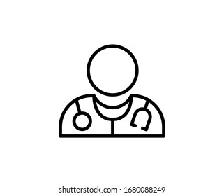 Line Doctor icon isolated on white background. Outline symbol for website design, mobile application, ui. Doctor pictogram. Vector illustration, ediDoctor stroke. Eps10