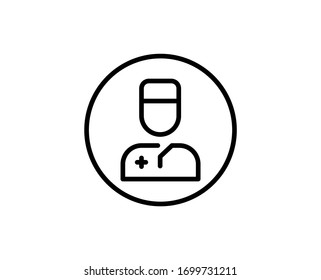 Line Doctor icon isolated on white background. Outline symbol for website design, mobile application, ui. Doctor pictogram. Vector illustration, ediDoctor stroke. Eps10